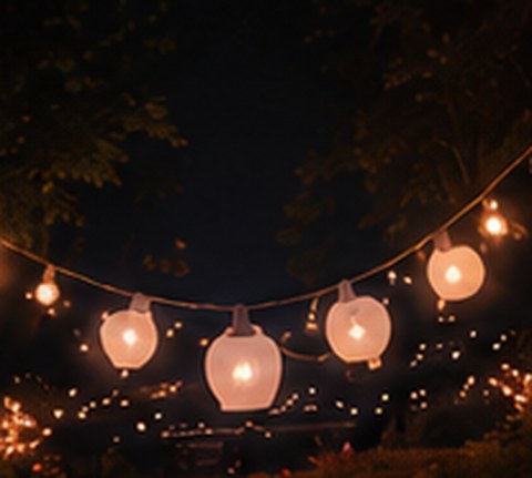 Soft glowing lanterns in the night